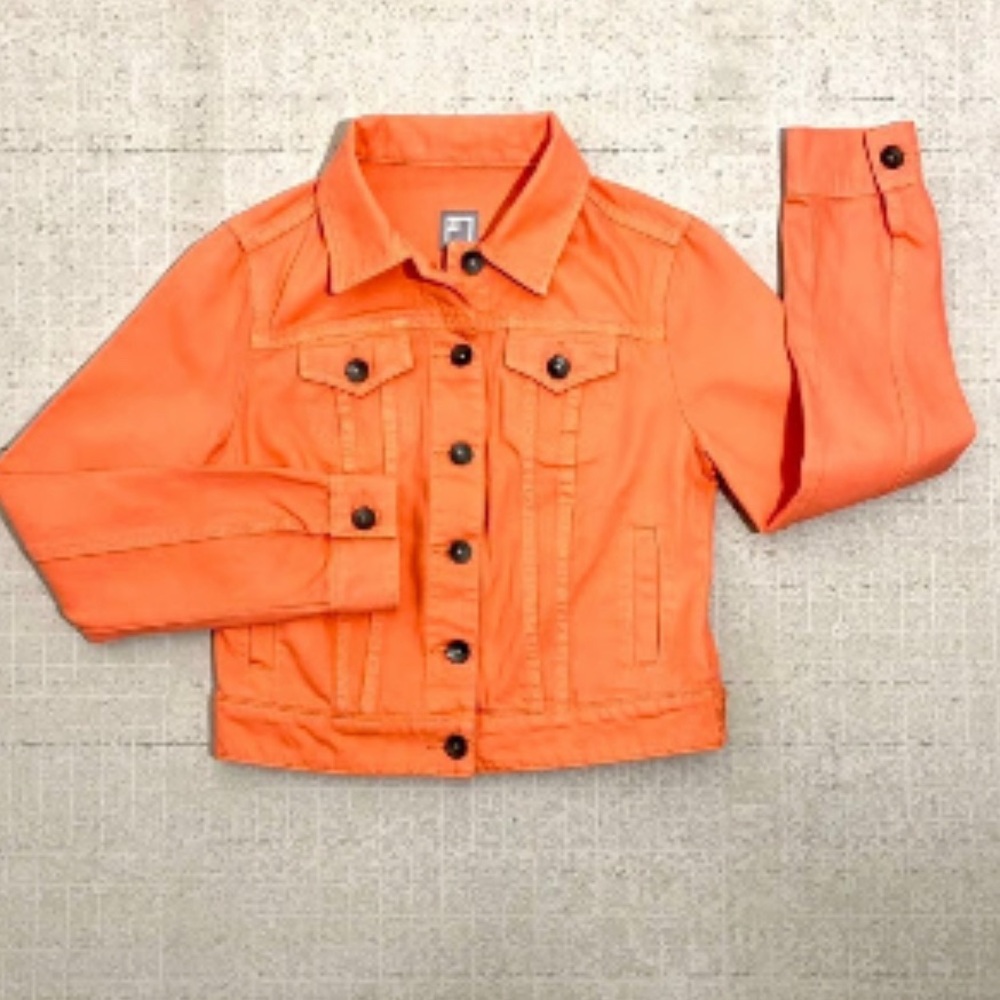 JC Penny Light Orange Denim Jacket Woman’s Small Button Up Like New Condition